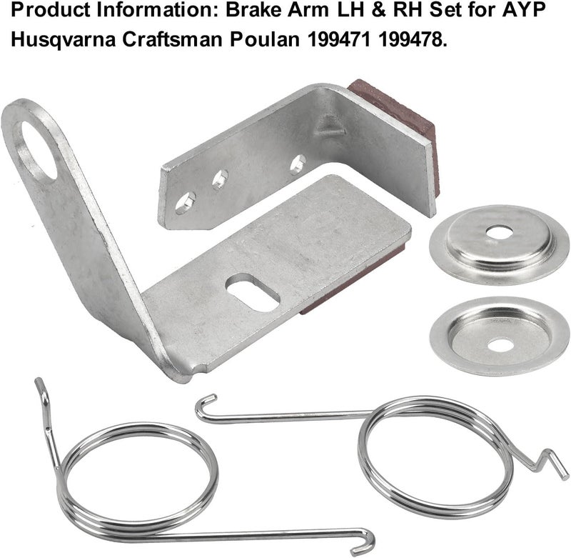 MWEDP 532199471 532199478/532199470 مجموعة ذراع الفرامل LH & RH متوافقة مع نماذج جزازة Husqvarna AYP Craftsman Poulan، تحل محل 199478 532199477 400132 532400132 - Image 2